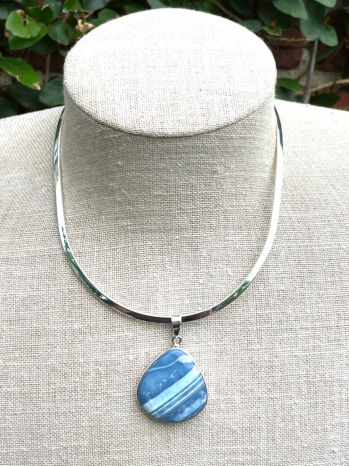 Blue Lace Agate Silver Necklace – SILBERUH